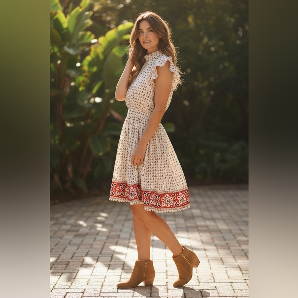 Forever21 High Neck Flutter Sleeve Lace Dress Size M NWT